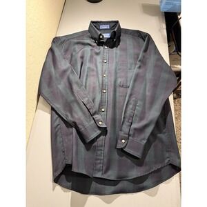 Pendleton Men's Large Green Wool Plaid Button-Down Shirt Long Sleeve
